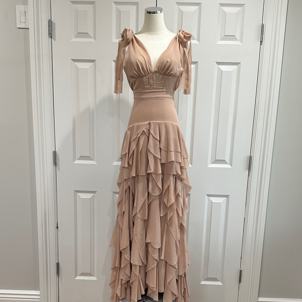 NWT H&M Conscious Exclusive Dusty Rose Ruffle Romantic Wedding Guest Gown Size 2